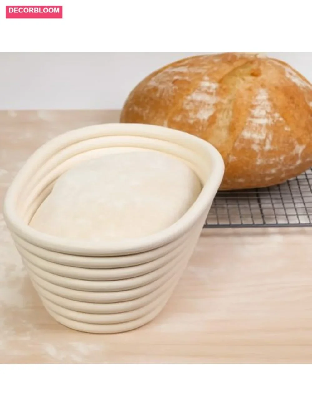 Rattan Bread Proofing Basket with Liner - 10 inch Oval Banneton